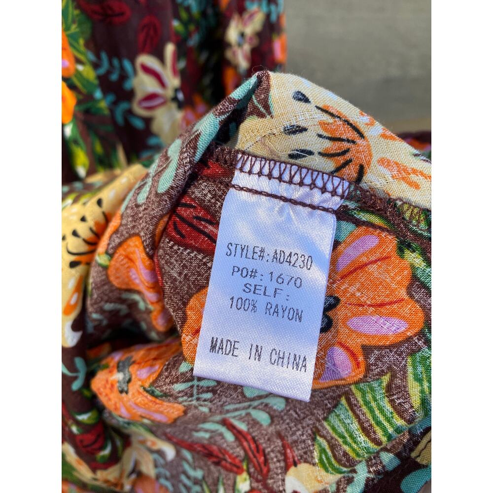 Anniewear brown colorful floral 60's vibes shirt dress - Picture 6 of 6